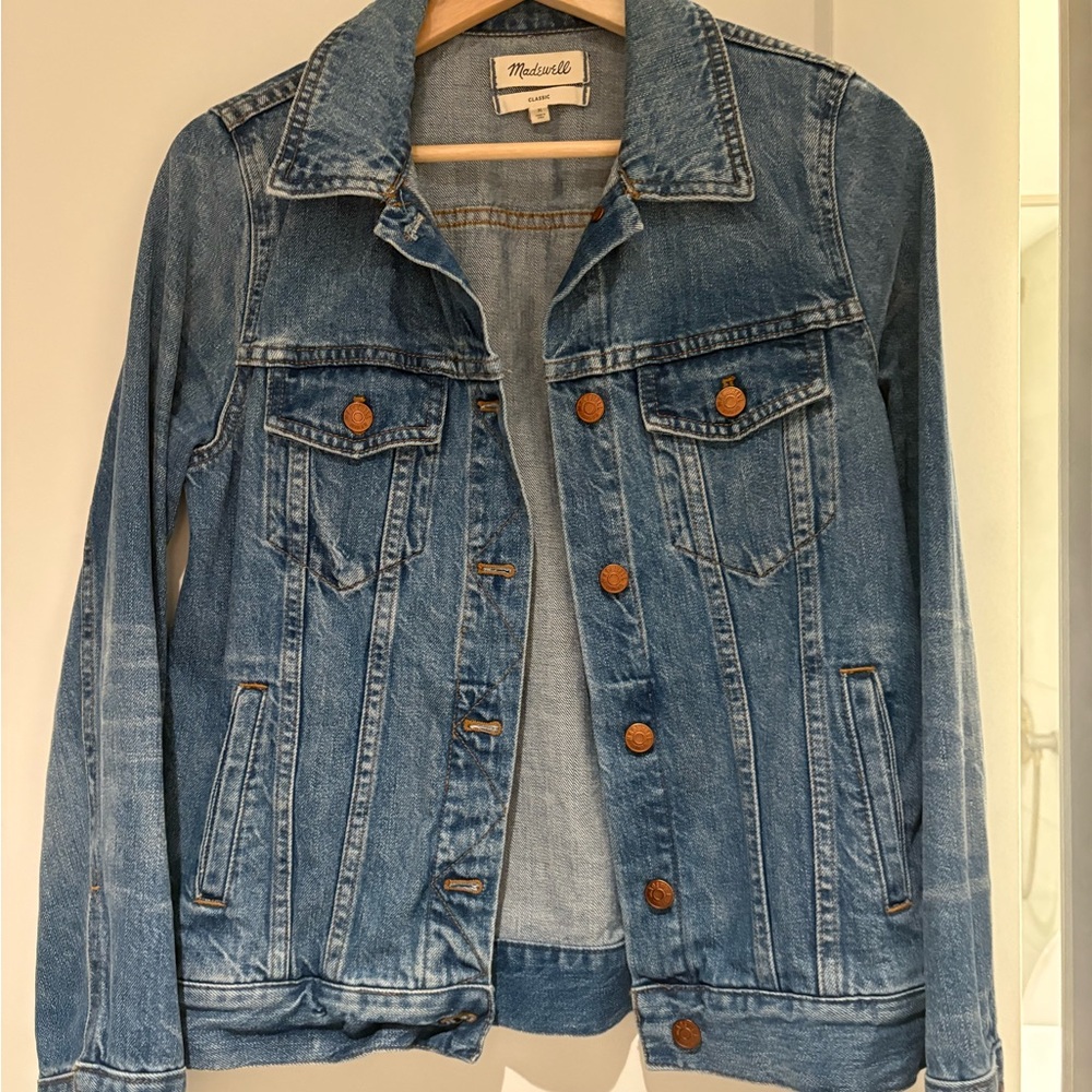 Madewell Blue Washed Denim Jacket with Copper Buttons